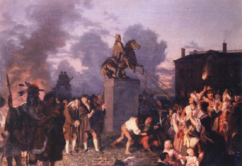 Johannes Adam  Oertel Pulling Down the Statue of King George III Germany oil painting art